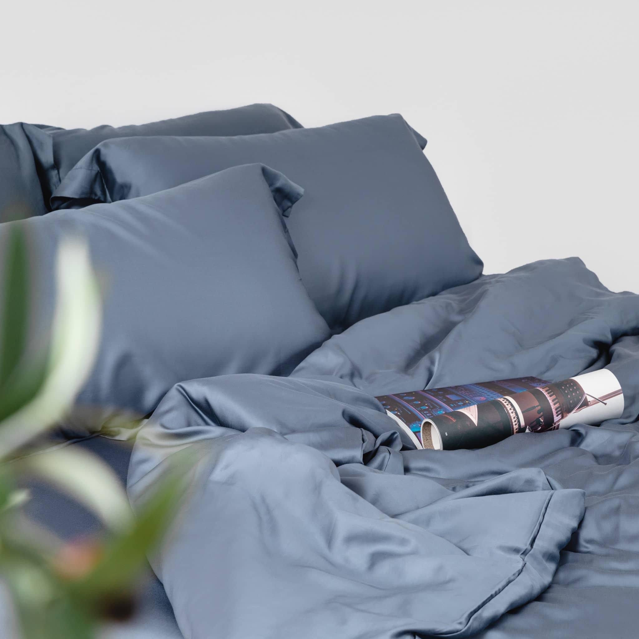 80 支天絲™ 兩用被套 - 薄霧藍 Mist Blue - 400 織萊賽爾 100% TENCEL - 2