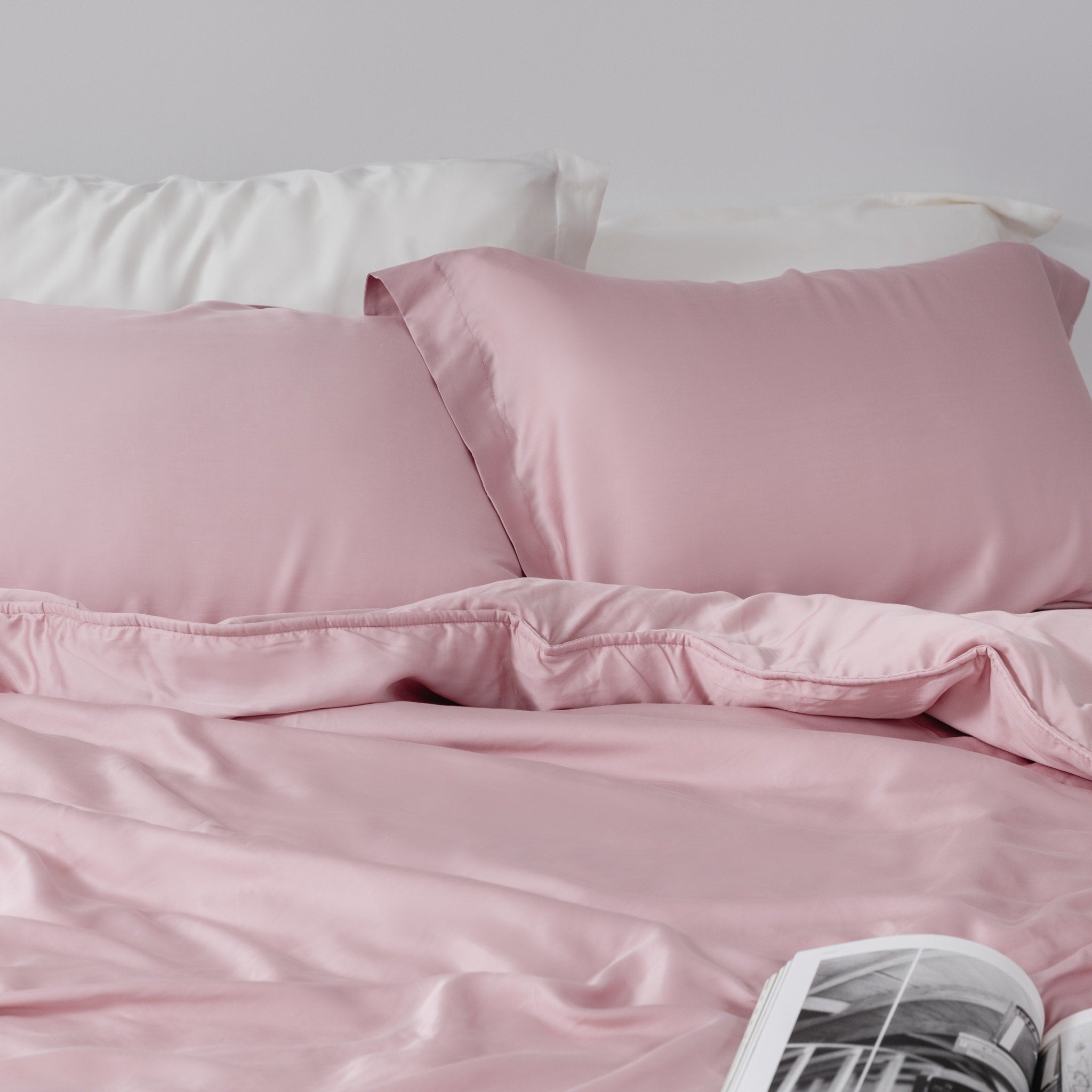 80 支天絲™ 兩用被套 - 野玫粉 Rosy Pink - 400 織萊賽爾 100% TENCEL 產品照 - 2