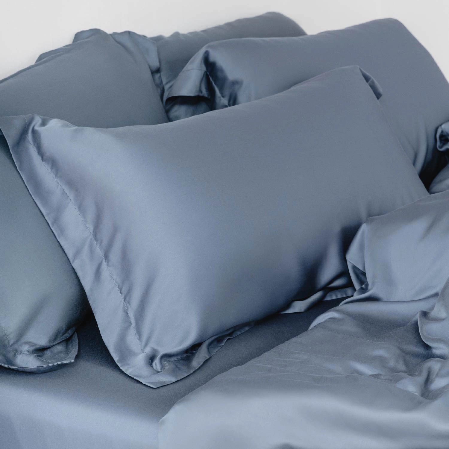 80 支天絲™ 寢具組(床包+枕套)產品照 - 薄霧藍 Mist Blue - 4